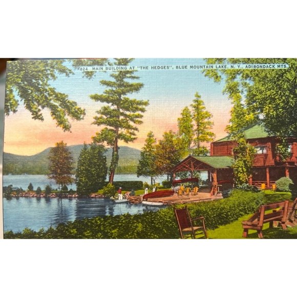 Linen Postcard The Hedges Resort In The Adirondack Mountains NY 1930s Vintage - Picture 1 of 5